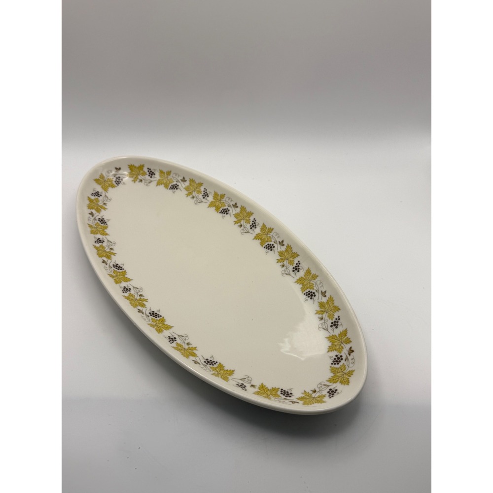 Vintage Syracuse China Carefree Grape Leaf Olive Serving Platter Cream Green USA